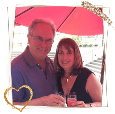 "5 Signs You Are Ready For True Love" promo image of happily married Amy Schoen and her husband enjoying a date out.