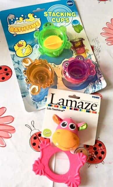 Shopping haul from PoundToy - Lamaze Lulu Teethimal and bath time stacking cups