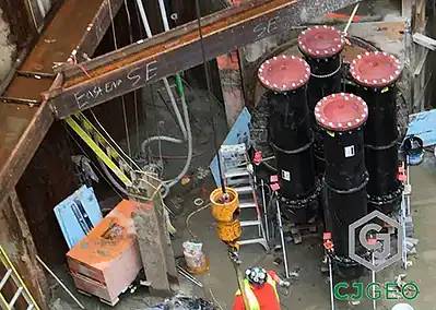 sheet pile tunnel shaft with a microtunnel and multiple carrier pipes