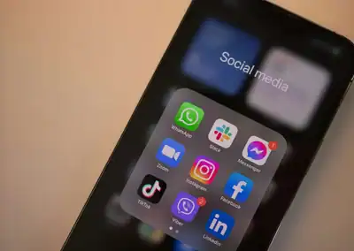Mobile device showing social media icons