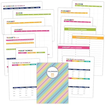 bright rainbow color scheme printable planner pages