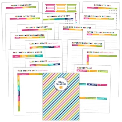 bright rainbow color scheme printable planner pages
