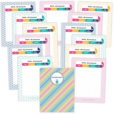 bright rainbow color scheme printable planner pages with navy blue text overlay
