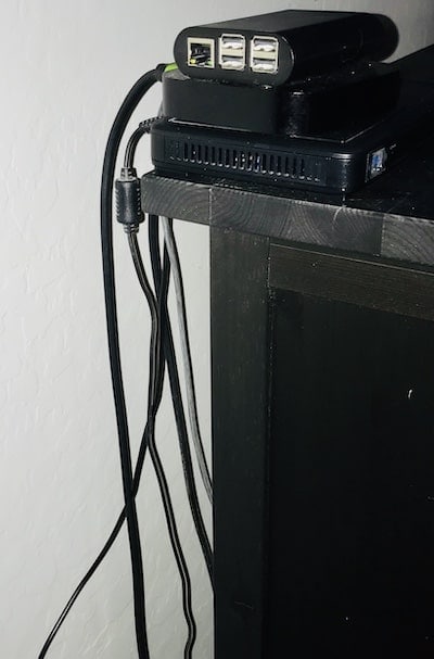 Messy cables behind the TV