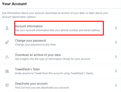 account information on twitter