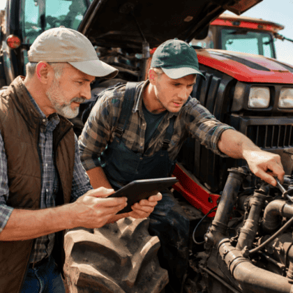 Farm maintenance checklist covering agricultural equipment, irrigation, and grain storage