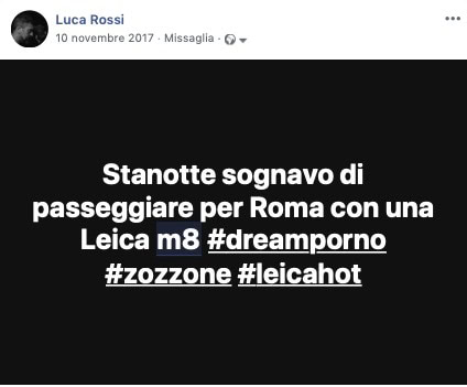 il post su facebook della M8