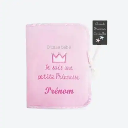 Protège carnet bébé rose avec étoiles, accessoire naissance Ocasebebe