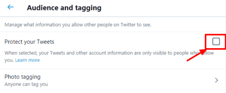 protect your tweets to set twitter to private