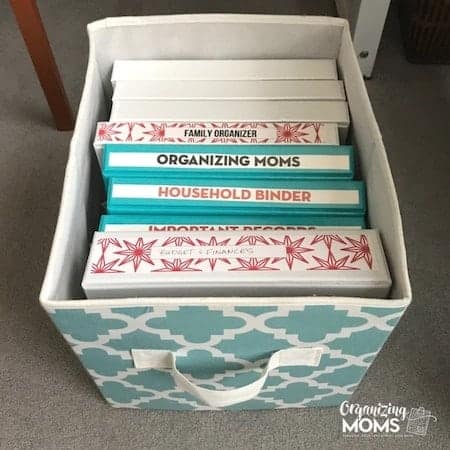 Organize home office supplies: home management binder