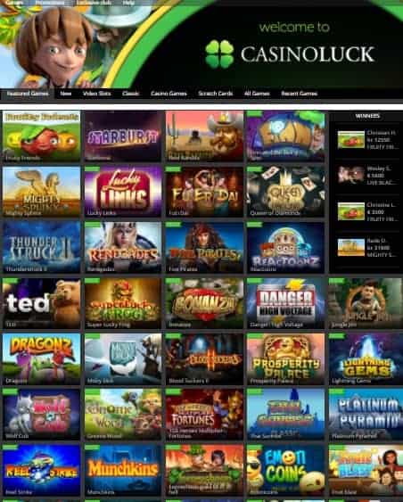 CasinoLuck 100% bonus and 150 free spins