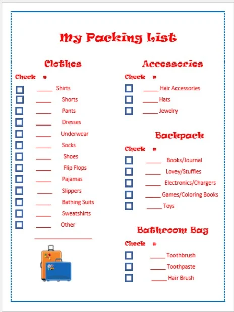 vacation packing list for kids adventures in familyhood