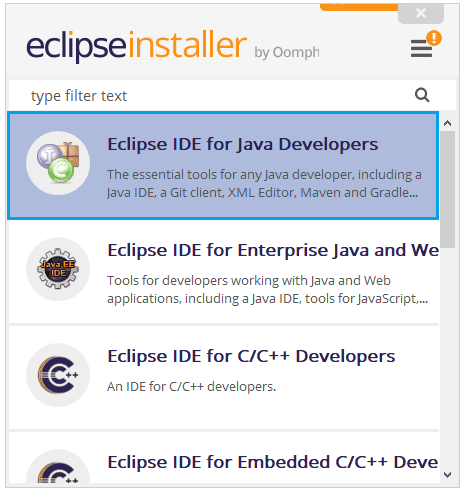 Start installing Eclipse IDE for Java Developers to write and run playwright java tests