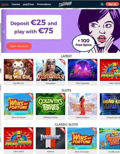 Casino Pop free spins bonus