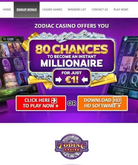 Zodiac Casino free bonus games