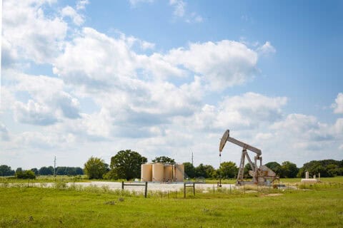 Oil pumpjack at a Texas marginal well production site