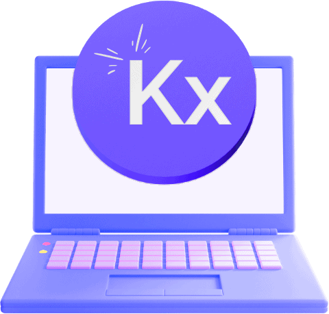 Laptop displaying Kx logo, representing Kx Conference, Residential and Catering Software for event management in higher education.