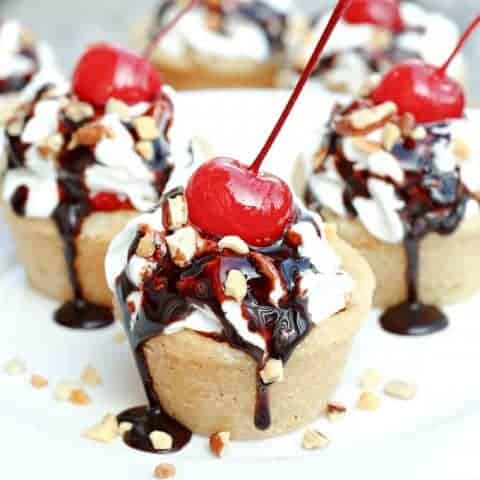 Banana Split Cookie Cups