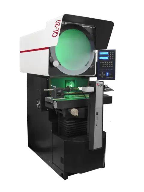 Precision OGP QL-20 Contour Projector floor model with a large screen, motorized stage, and bright LED illumination for industrial metrology.