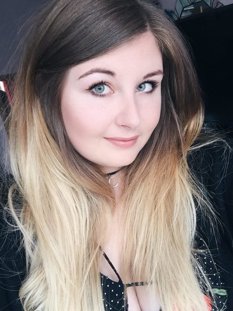 A close up of a blonde woman