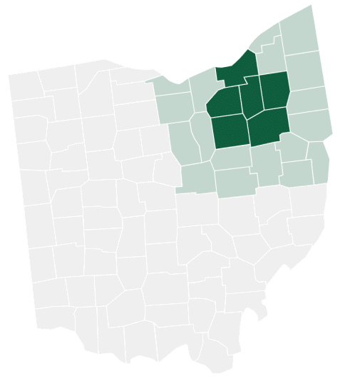 Service area showing counties