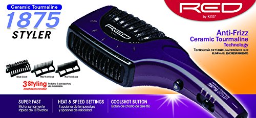 Red by Kiss 1875 Watt 3-in-1 Tourmaline Ceramic Ionic Styling Hair Dryer – With 3 Additional Styling Attachments - Image 3