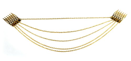 Imixlot Chic Hair Cuff Pin Head Band Chains 2 Combs Tassels Fringes Hairband for Women