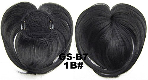 Beauty Wig World Black Synthetic Clip-in Hair Bang Full Fringe Short Straight Hair Extension - Image 3