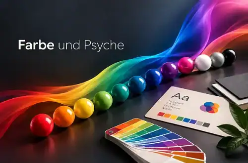 Farbgestaltung und Farbpsychologie mit Farbmuster und Farbpalette