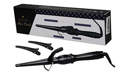 Wazor Hair Curler 1-1/2" Tapered Ceramic Hair Curling Iron Digital Display With Temp Setting and Auto Shut Off (black) - Image 6