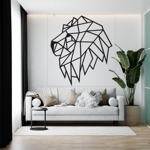 Панно – полигональная голова льва в DXF