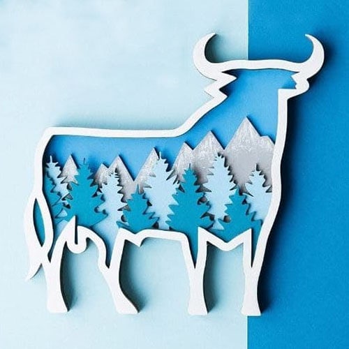 Корова - Сафари, многослойное панно раскраска AutoCAD