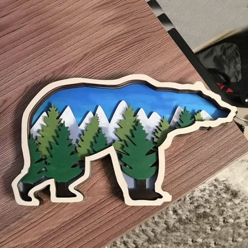 Медведь - Сафари, многослойное панно раскраска из фанеры