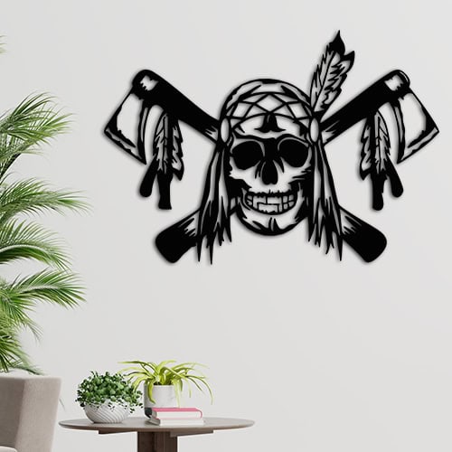 Череп пирата с топорами DXF | Pirate skull with axes DXF