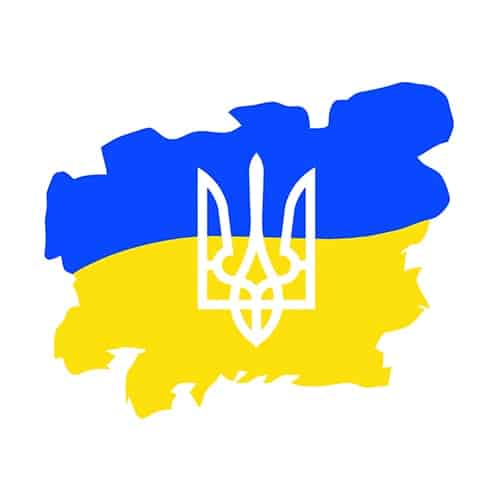 Трезубец на развивающимся флаге Украины чертеж для лазера