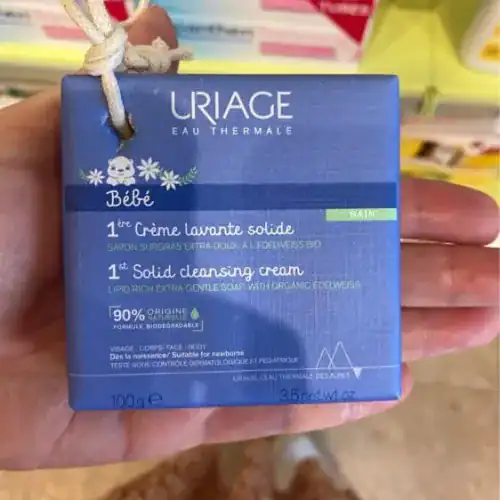 Savon doux Uriage Bébé pour peau sensible, nettoyage corps et visage, hypoallergénique