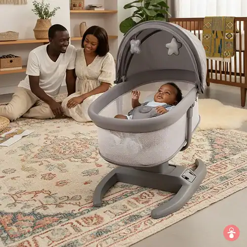 Berceau bébé couffin balancelle blanc, idéal pour le sommeil et le jeu du nouveau-né.