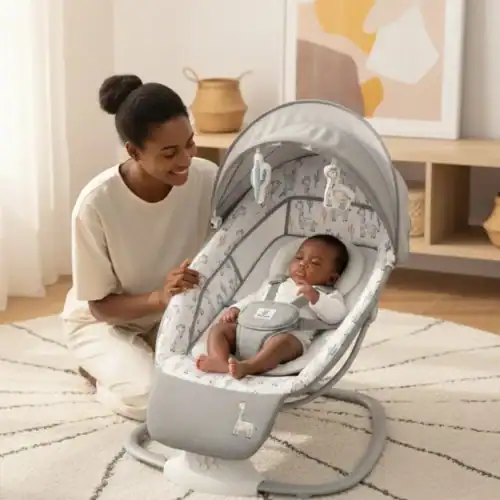 Balancelle Mastela 3 en 1 blanche, transat bébé évolutif, jouets, musique, confort pour nourrissons