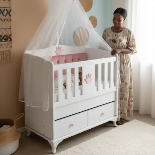 Berceau royal capitonné pour bébé, lit cocon princesse avec nœud, doux et sécurisé