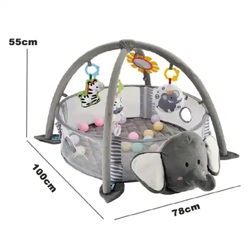 Tapis d'éveil bébé doux et coloré avec jouets suspendus, parfait pour le développement sensoriel.