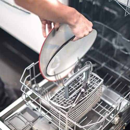 Declutter kitchen counters by consistently cleaning as you cook. 