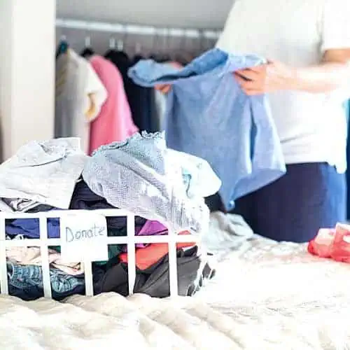 Organize a messy room step one: sort and declutter.