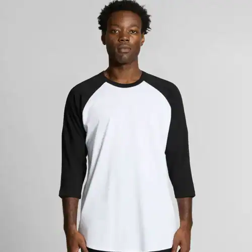 AS Colour Men Raglan T Shirt in White/Black, studio front view