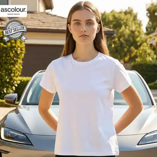 AS Colour ladies basic tee in white, regular fit cotton t-shirt suitable for custom printing