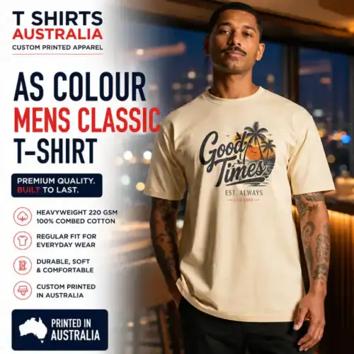 AS Colour Men's Classic T-shirt with custom printing in Australia