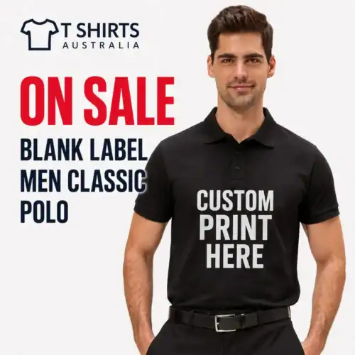 On sale Blank Label men classic polo custom printing in Australia