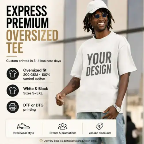 Express premium oversized custom T-shirt with Your Design front print