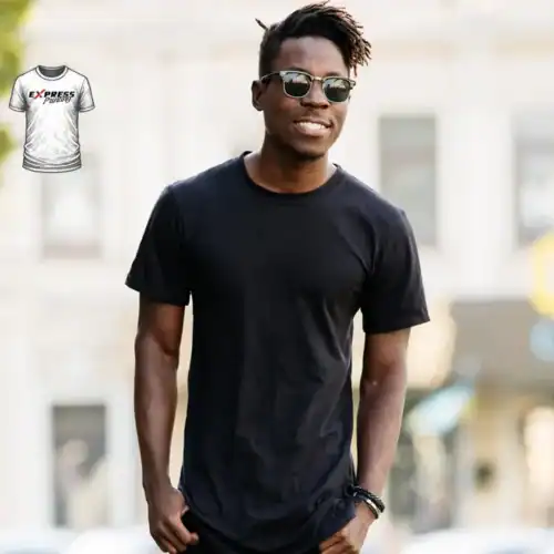 Express premium men’s fashion custom t-shirt in black – main product image