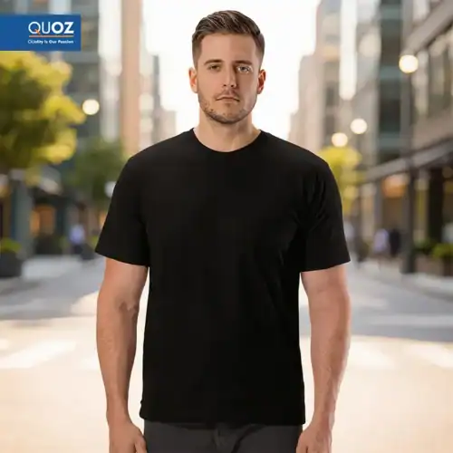 On Sale custom printed QUOZ Unisex T Shirt in Black with On Sale badge in the top left corner