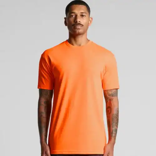 AS Colour Men's Block Safety Tee, Safety Orange, studio front view